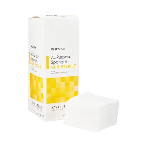 McKesson All Purpose Sponges, Non-Sterile, 4-Ply, 100% Cotton, 4 in x 4 in, 200 per Pack, 1 Pack