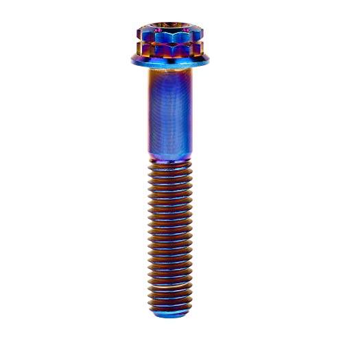 Image of Titanium Flange 12 Point Head M8 x15 20 25 30 35 40 45 50 55 60 65mm Screw Bolt Pack of 4 (M8x45mm, Burning Blue)