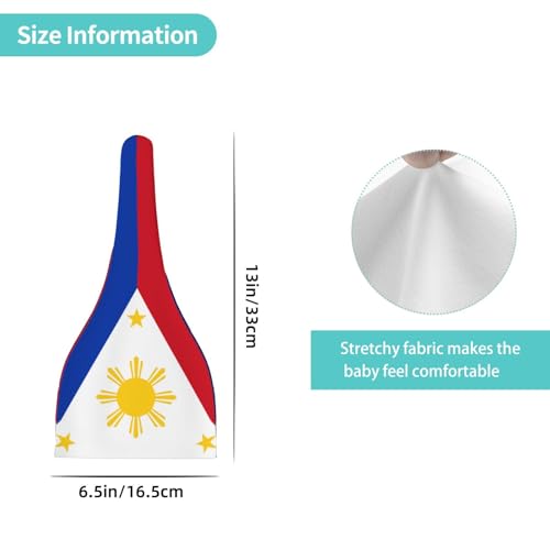 Newborn Baby Hat, Philippine Flag Print Soft Top Knot Beanie Cap, Cute Baby Headwear for 0-6 Months Black4