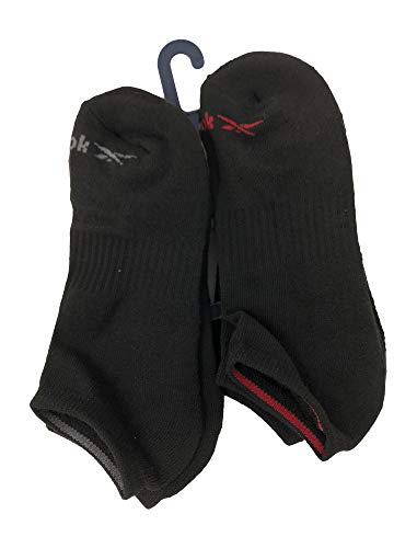 Reebok 6 Pack Mens Low Cut Performance Training Socks (Sock size 10-13/shoe size 6-12.5, Black/Red/Grey)