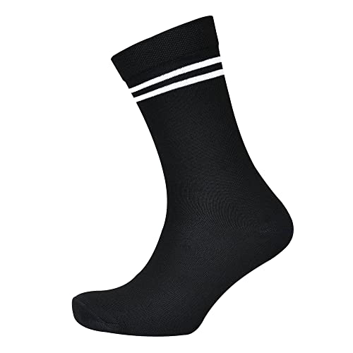 Image of Black with White Stripes Calf Length Cotton School Socks For Boys & Girls (Pack of 5 Pairs)