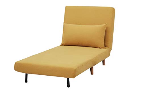 Gia Tri-Fold Convertible Polyester Sofa Bed Chair With Removable Pillow And Legs, Yellow 1 Pack #TOP2