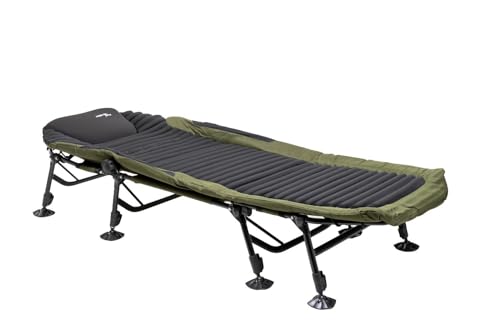 Mostal 3D Bedchair 8-Bein Angelliege Camping Comfort Karpfenliege belastbar bis 160kg mit integriertem Kopfkissen