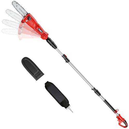 Cordless Pole Saw Compatible with Milwaukee M18 Battery 14.8FT Reach Electric Pole Saw with 4-Angle Adjustable Head Tool-Free Tensioning 8 Lightweight Pole Chainsaw for Tree Trimming(No Battery)