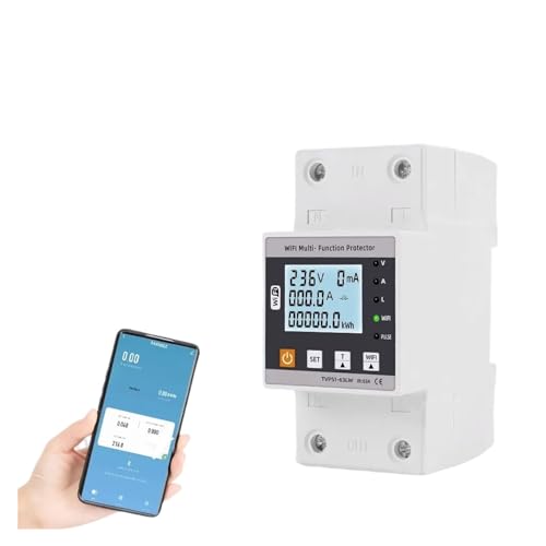 Minuterie de disjoncteur 63A avec protection fuite et surtension rail DIN 80A sans wifi