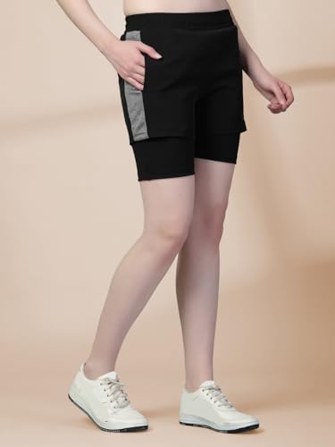 Image of CHKOKKO Gym Shorts for Women Workout Sports Running Quick Dry Fit Double Layer Inner Compression with Pockets Breathable Lightweight Wear