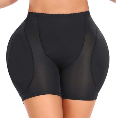 YINGKE Femme Culotte Sculptante Rembourrée Taille Haute Shapewear Remonte Fesses avec Coussinet Amovible (XL, 1 Noir)