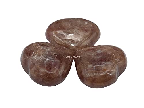 Image of Crystal Heaven Strawberry Quartz Heart Palm Pebbles Stones For Anxiety Stress Relief Massage - Aaa Grade Original Healing Gemstone Agate Heart Palm Stone For Yoga Meditation Spiritual