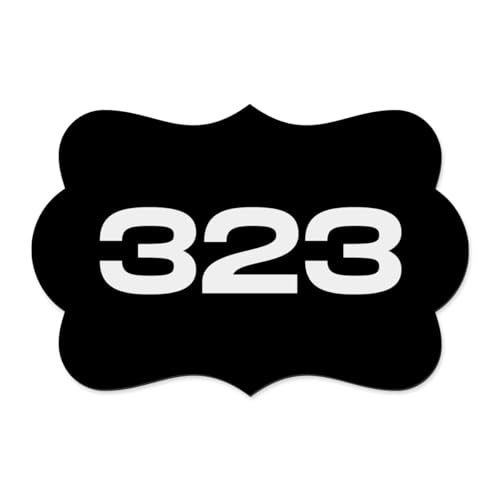 Image of Custom Door Numbers for Home & Office | PVC Plaques with Self-Adhesive Double-Sided Tape | 4x2.5 Inches | Flat Numbers, for Offices, Malls, Multi-Purpose Use (Des02 Black)