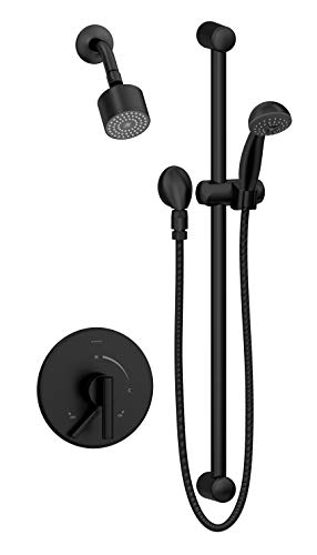 Symmons, S3508BMB15TRM, Dia Pressure Balanced Shower System with Shower Head, Hand Shower, Slide Bar, Hose, and Valve Trim – Less Rough-In Valve, Matte Black