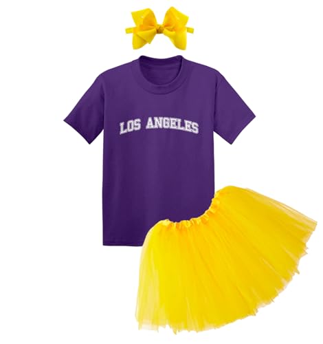 Los Angeles - State Proud Strong Pride Sports Baby Bodysuit + Tutu Skirt + Bow Headband Set