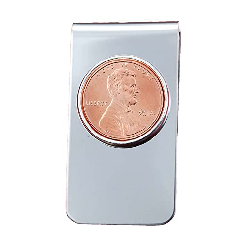 US 2014 Lincoln Small Cent BU Uncirculated Coin Stainless Steel Money Clip NEW - Lucky Penny