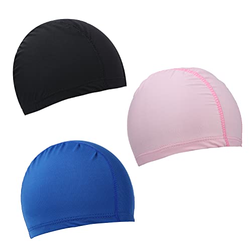Lot De 3 Bonnets De Bain Imperméables En Silicone Souple Pour Enfants De 3 à 15 Ans (3