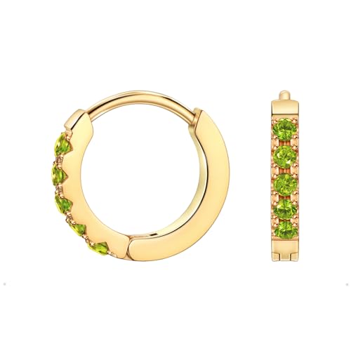 TDEBA Birthstone Huggie Hoop Earrings for Women Cubic Zirconia Small Hoops