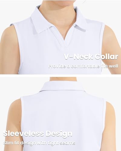 Auranso Girls Sleeveless Polo Shirts V-Neck Golf Tennis T-Shirts with Collared Quick Dry Tank Tops4