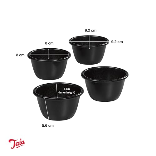 Tala Performance 4 Mini Pudding Moulds, 9.2x9.2x5.06 cm, made from Professional Gauge carbon steel with Eclipse Premium Non-Stick Coating; Cake Moulds, Ideal for sponge and Christmas puddings