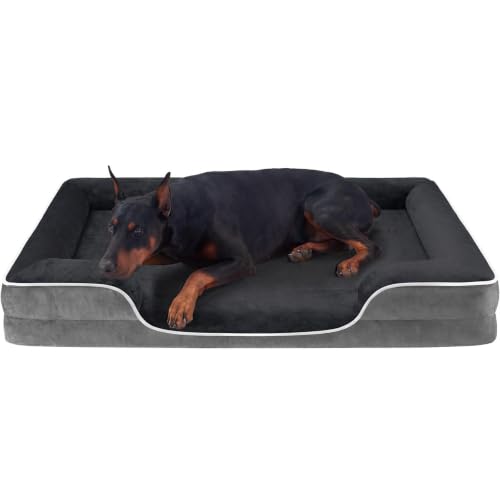 Image of NEWBULIG Orthopedic Dog Beds, Extra Large Sized Dog Couch Beds with Anti-Slip, Foam Sofa for Indoor Cats, Soft Fluffy Surface, 42x32 Inch, Grey
