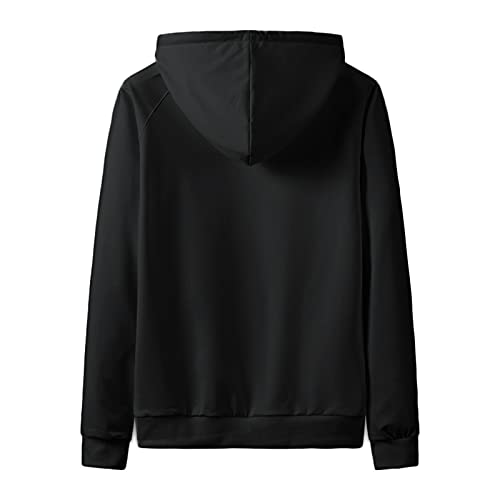 Sudadera con capucha para hombre con capucha para hombre, gran tamaño, con estampado minimalista, sudadera cómoda con capucha, sudadera Harajuku para ocio, ropa de calle, abrigo de entretiempo, Negro