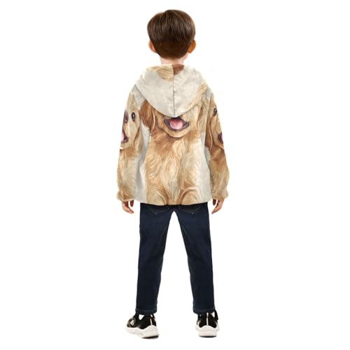 Cute Golden Retriever Girls Fleece Jacket Girls Fall Jacket Girls Zip Up Hoodie Girls Sherpa Jacket 2-10T4