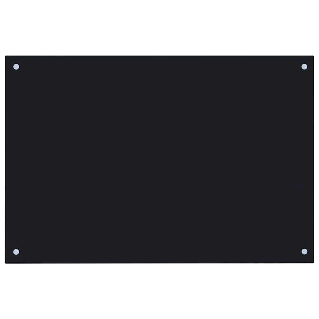vidaXL Dosseret de Cuisine Carrelage Mural Décoration Protection Anti-éclaboussures Résistant aux Rayures Noir 90x60 cm Verre Trempé
