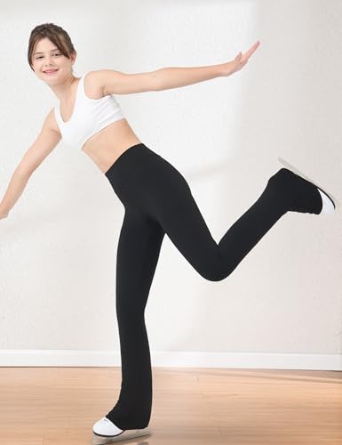 Girls Figure Skating Pants Soft Stretch High Waisted Practice Ice Skating Leggings for Kids Teen Workout Training3