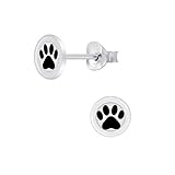 Laimons Mädchen-Ohrstecke Platte Scheibe Hundepfote Pfote Pfötchen Tatzen 6mm in glanz aus Sterling Silber 925