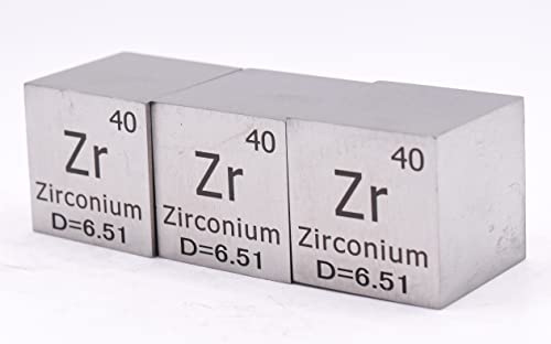 Image of 1 inch 25.4mm Zirconium Metal Cube Zr up to 99.9% Pure Periodic Table Element Engraved Density Collection Science Education Display Block Cube + Acrylic Case Box - 1PC