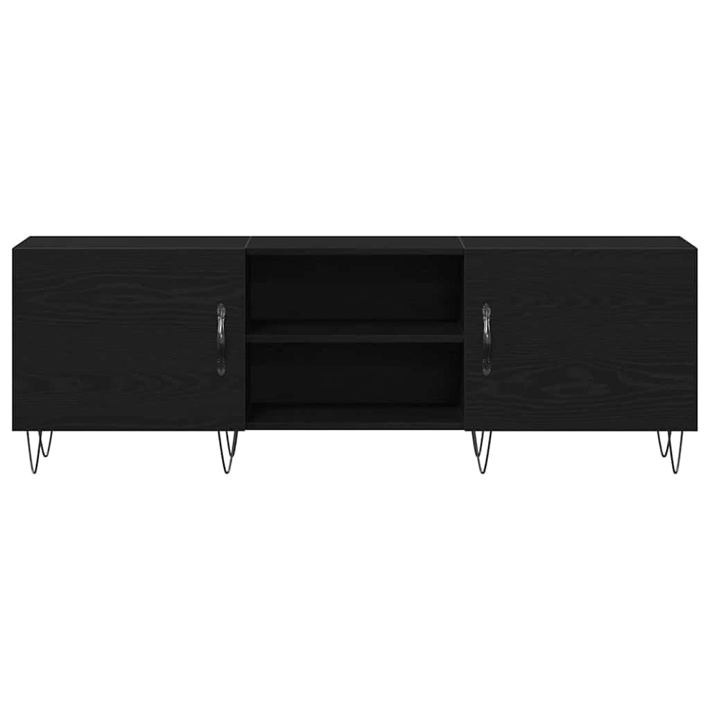 Mueble de TV con soporte de pared y espacio de almacenamiento, puerta de salón con patas de hierro de madera de roble negro