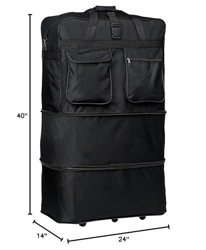 40" Black Rolling Wheeled Duffle Bag Spinner Suitcase Luggage - 5 Wheels4