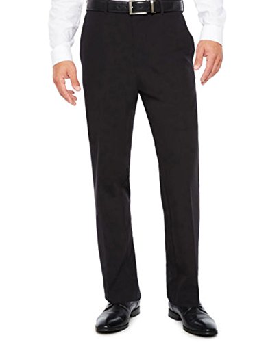 Savane Men's Big and Tall Flat Front Stretch Crosshatch Dress Pant (Black, 50x34)