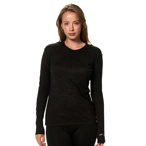 Merino Wool Base Layer Women - 100% Merino Wool Shirt Women Thermal Underwear Long Sleeve T-Shirt for Hiking