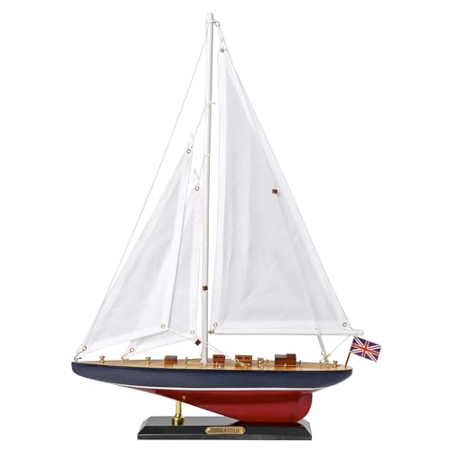 NAUTIMALL Wooden Sailboat Decor Sailing Boat Yacht Model 19" Endeavour Enterprise Scale Replica Nautical Decor Corporate Personalized Gift (Endeavour 19inch)