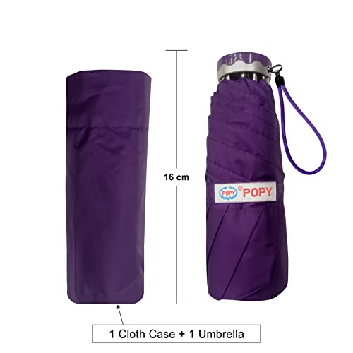 Image of Popy Nano 5Fold Solid Colour Umbrella | World's Largest Small Umbrella | Pocketable size with full 1m+ wide cover when open| 200 g weight | Collection1