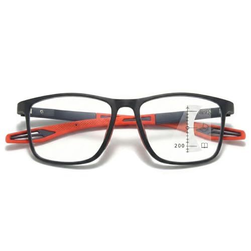 Genérico Gafas de Lectura Fotocromáticas Progresivas, Filtro Anti luz Azul para Ordenador y Sol, Lentes Multifocales TR90 Resistentes, Gafas de Presbicia para Hombre y Mujer(Rojo,2.50 x)