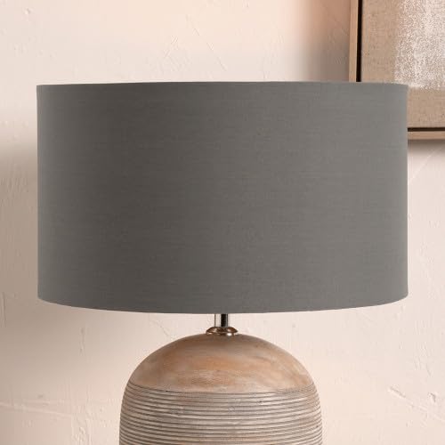 Grey Cylinder Cotton Lampshade for Table Lamps 16 inch | Drum Lamp Shade for Living Room Standard Lamps (Grey, 40cm Diameter) — image 1