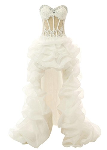 Vantexi Women's Short Front Long Back Wedding Dress Prom Gown Ivory Size 0  at Amazon Women's Clothing store