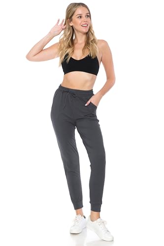 Leggings Depot JGA128-CHARCOAL-LARGE Womens Relaxed Fit Jogger Pants thumb #5