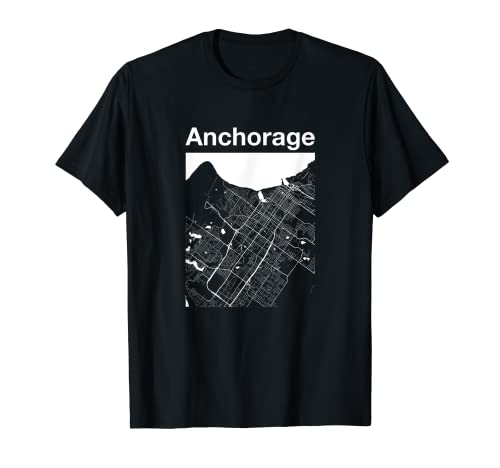 Anchorage Alaska Vintage Style Home AK Mappa Maglietta