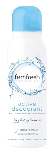 Femfresh Active Intimate Deodorant Gentle Vaginal Odour Protection Spray for Women Long-Lasting Freshness Hypoallergenic 125 ml