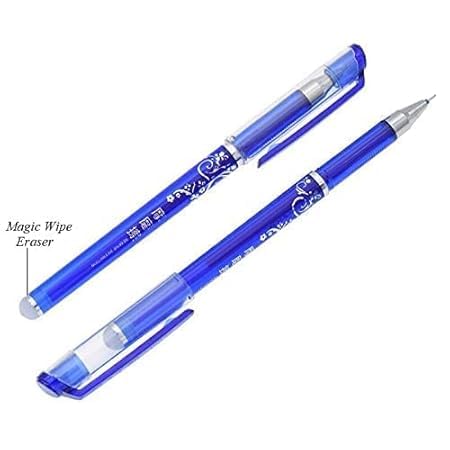 Image of INK SPOT Erasable Pen Pack of 12 Smooth Writing Blue Ink Rub Clean Pen with Eraser Heat Sensitive Ink for Students School Exam Notes Handwriting Practice