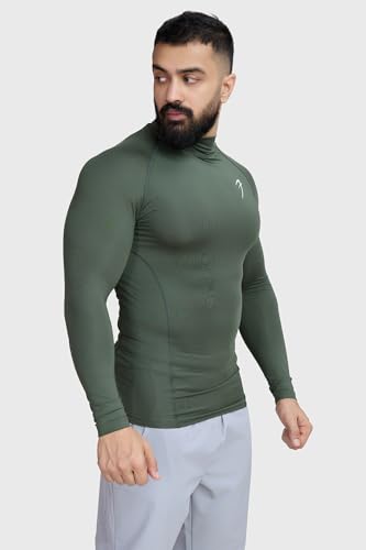 Image of Men Full Sleeves Slim Fit Compression High Neck Sports and Gym Tshirt