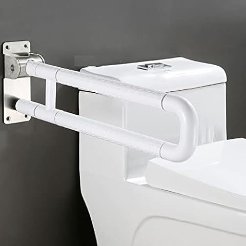 DCFV Toilet Bathroom Grab Bar, Toilet Frame, Toilet Support Assist Rails Stainless Handicap Shower Handles for Elderly Toilet Safety Rails Shower Grab Bars (Color : White, Size : 75cm) Cover