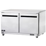 Arctic Air AUC60R 60-Inch Two-Door Undercounter Worktop Refrigerator, Stainless Steel, 3/8-HP, 15.5 Cubic Feet, 115v