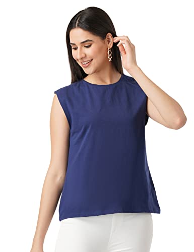 Image of FYLTR Women's Sleeveless Stretch Cotton Top with Smocked Shoulder