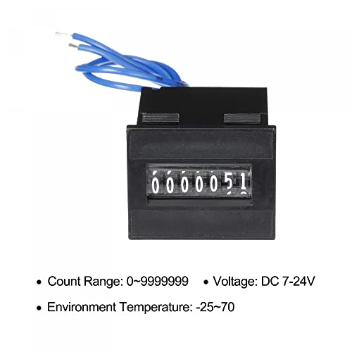 Image of uxcell Electromagnetic Counter 7 Digit 0-9999999 Counting Range Electronic Pulse Counter Digital Counter Totalizer Electromagnetic Pulse Counter DC7-24V