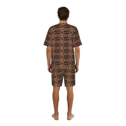 Pyjama 2 pièces court pour homme imprimé vitrail fleuri