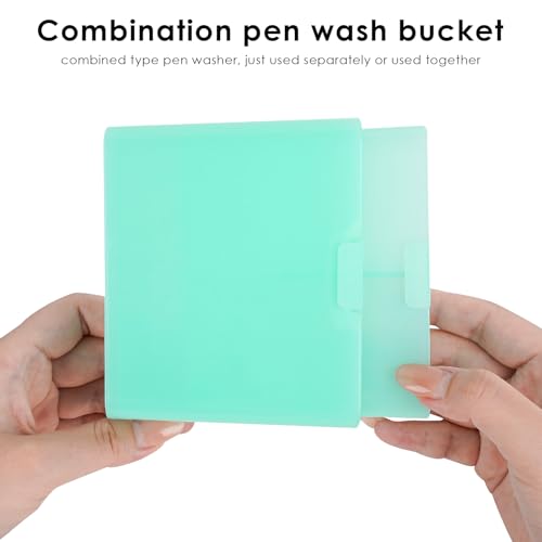 Image of Brush Washing Bucket, Three-in-one Plastic Bucket Painting Brush Holder, Portable Detachable Multifunction Paint Brush Washing Bucket for Watercolor Outdoor Indoor Painting (Green)