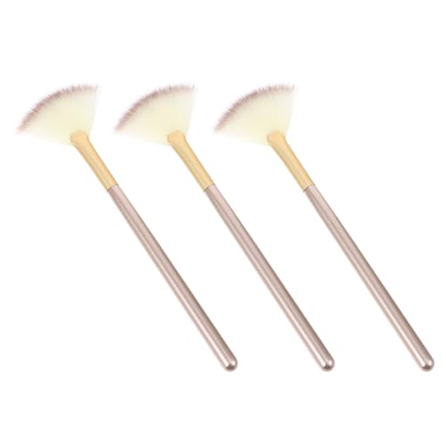 Toyvian Juego de Brochas de Maquillaje Facial 3 Piezas Pinceles para Polvos y Rubor Fibra Sintética Duradera Mango Suave Pincel Abanico Pequeño para Uso Profesional y Diario
