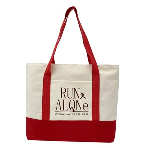 Women Shoulder Bag with External Pocket Canvas Handbags Large Capacity Handbag