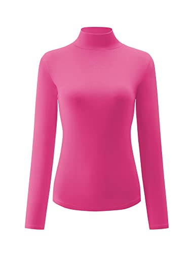Image of Kindcall Womens Slim Fitted Mock Turtleneck Tops Long Sleeve Lightweight Base Layer Shirts